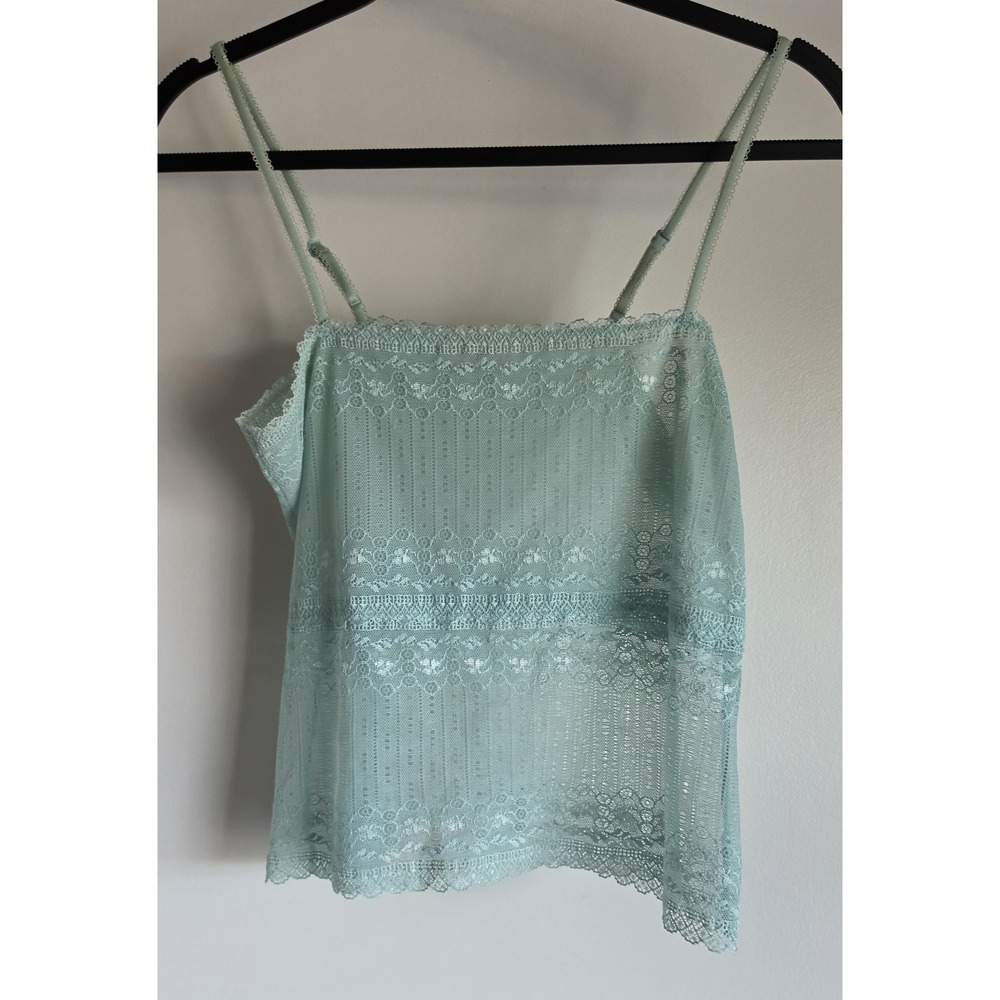 GAP Body Camisole S/P Mint Green Floral Lace Scoop Neck Sleeveless Tank Top